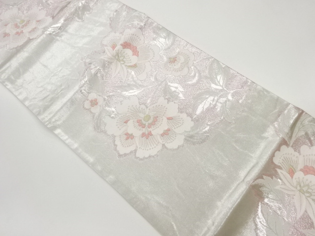 草花模様織出し袋帯